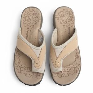 Columbia Comfort Thong Sandals Beige Floral Cushion Footbed Size 7